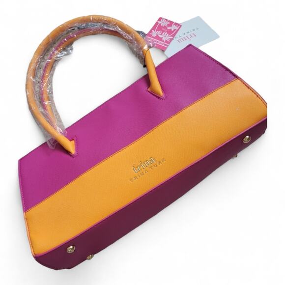 Trina Turk Colorblock Shoulder Bag Tangerine Pink Beachy